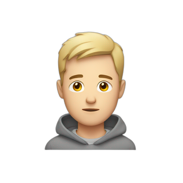 tired white man with very very very short hair in gray sweatshirt is very very very tired  emoji
