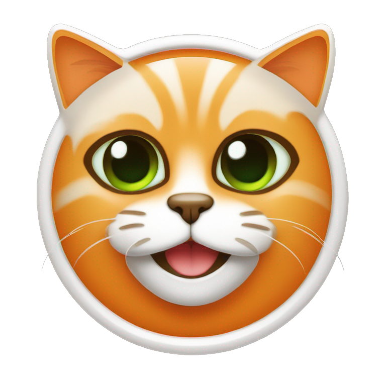 Gato color naranja tierno ojos verde con una mancha café en la nariz emoji