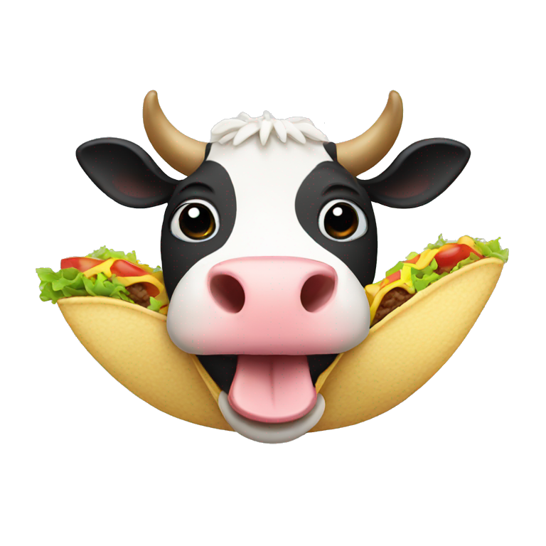 a cow who eating a tacos emoji