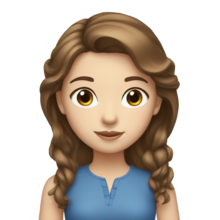 girl shoulder length brown hair blue eyes emoji