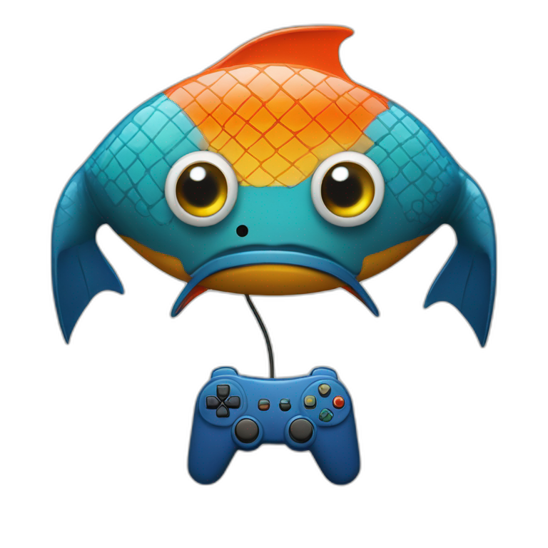 poisson avec une manette emoji
