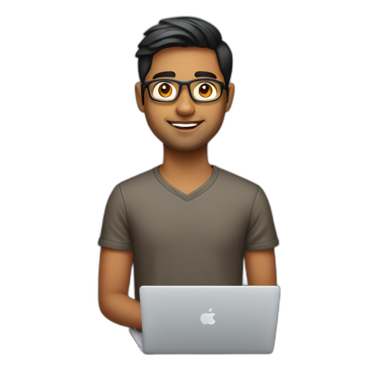 A 23 year old Indian product designer with macbook emoji