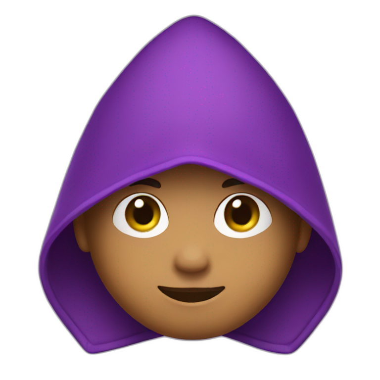 boy with a purple triangular hood style hat emoji