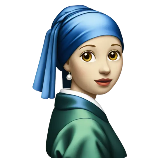 dog as girl with a pearl earring emoji AI Emoji Generator