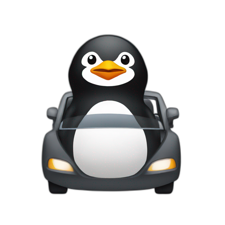 penguin driving car emoji