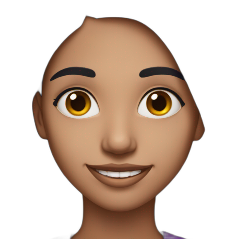 skinny 27 year old indian girl wearing purple with long black hair smiling with teeth profile photo emoji