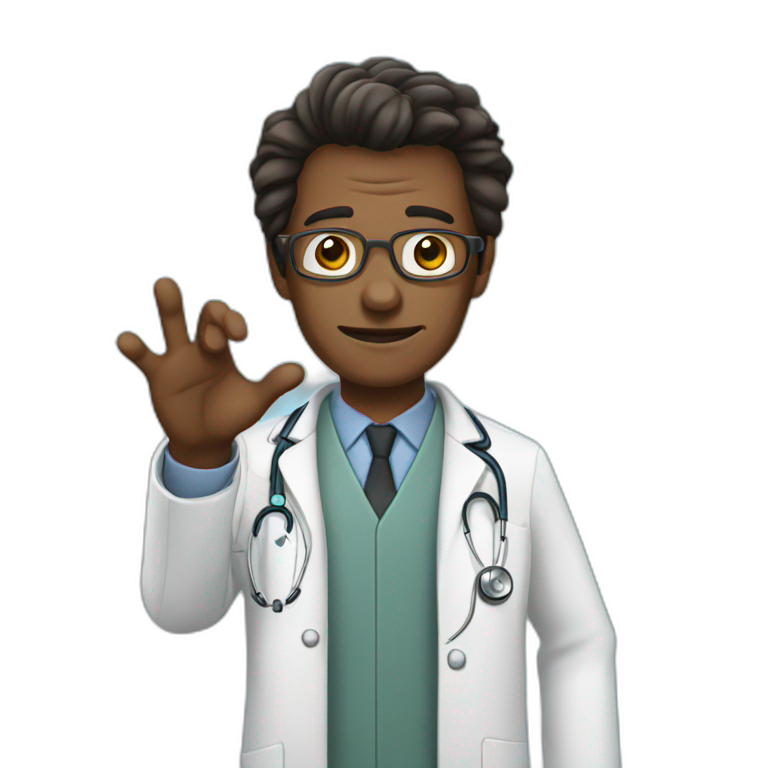 The doctor shows with his hand emoji