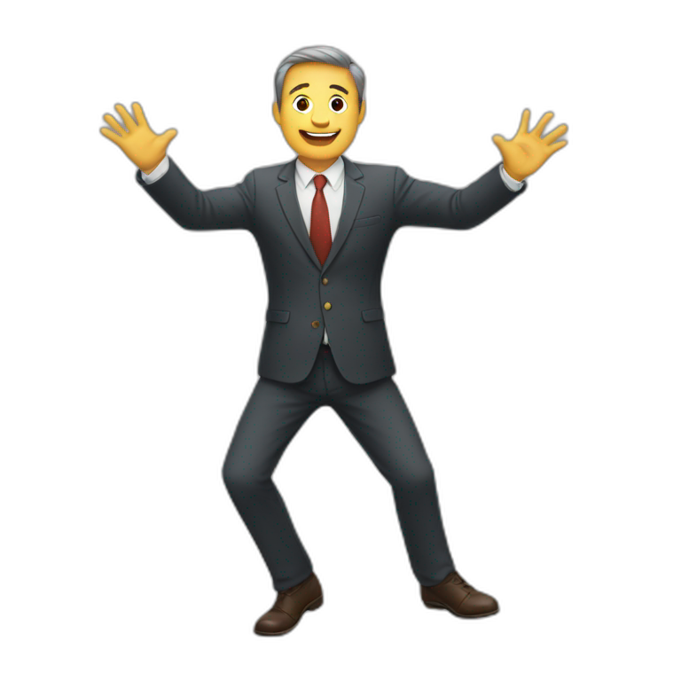 man in a suit holding his hands in the air  emoji