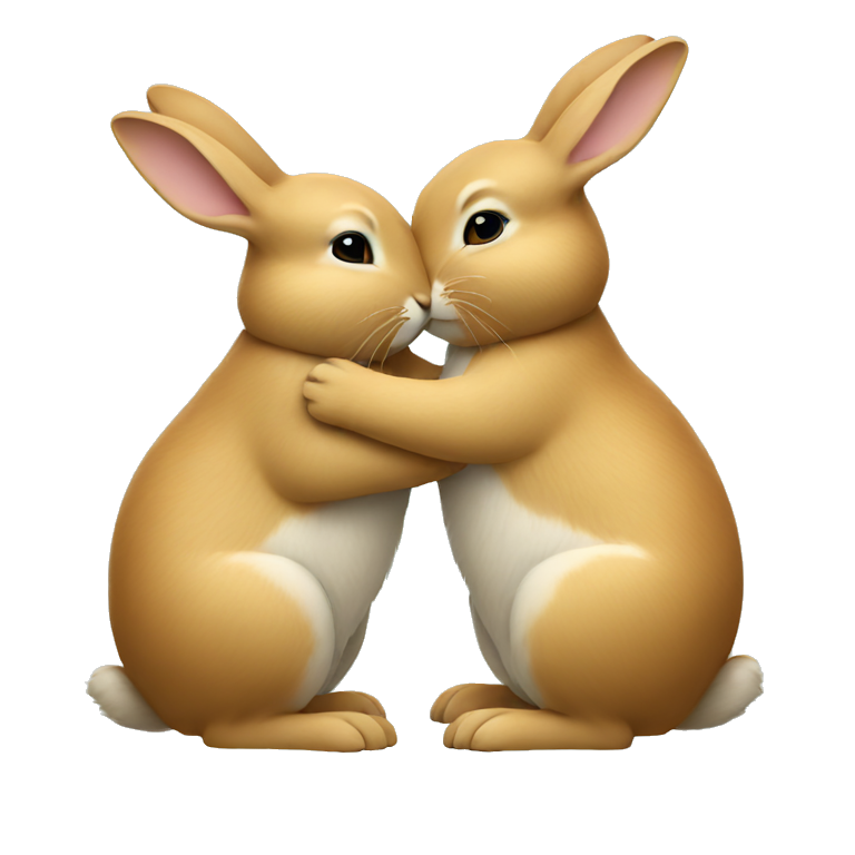 Two rabbits hug each other  emoji
