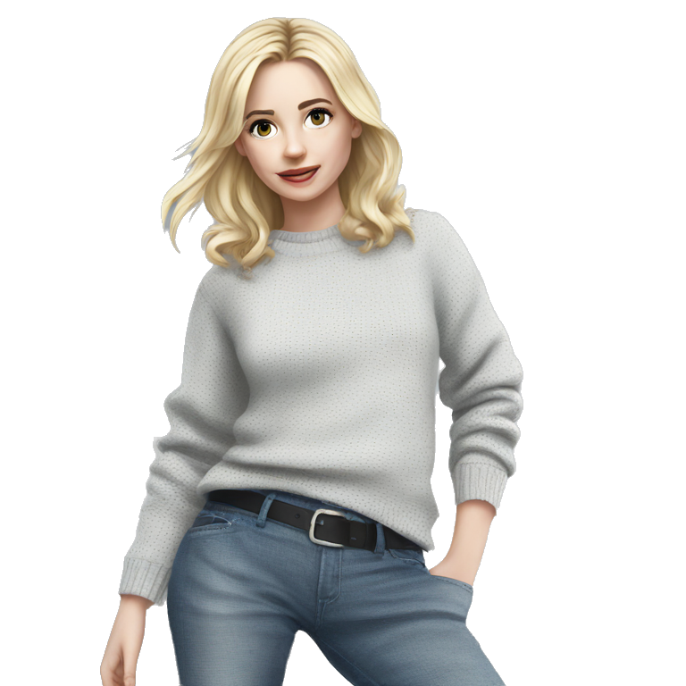 blonde girl in denim sweater emoji