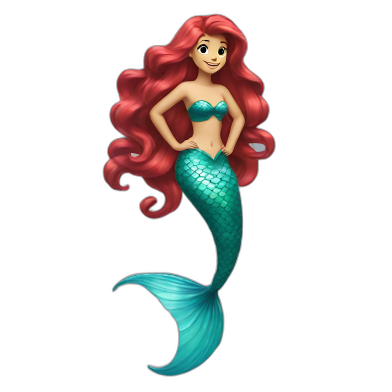 Ariel Disney with her mermaid tail and beautiful hair emoji