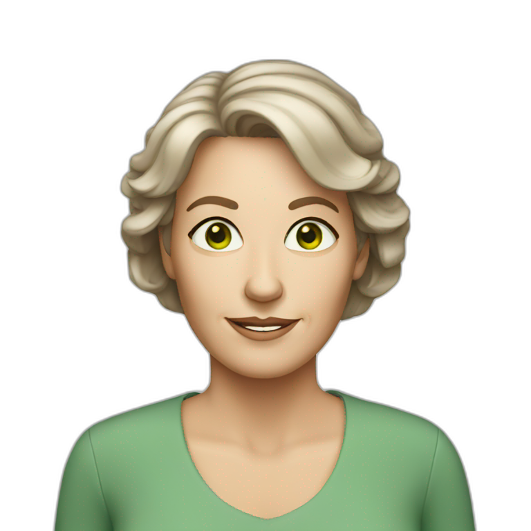 55 year old white woman brown hair green eyes emoji