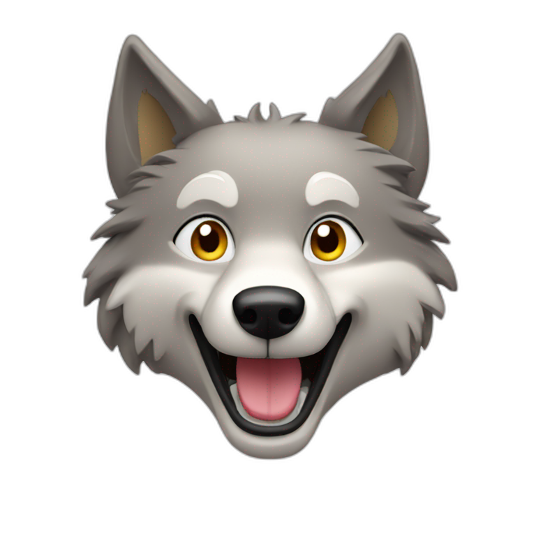 Happy wolf, animated emoji