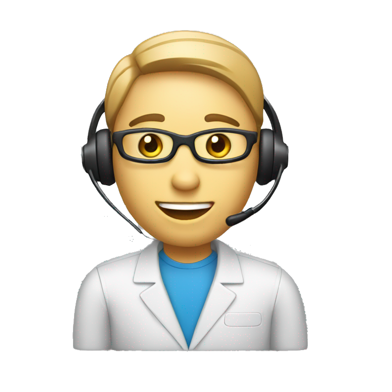 telemarketing attendant with a computer emoji