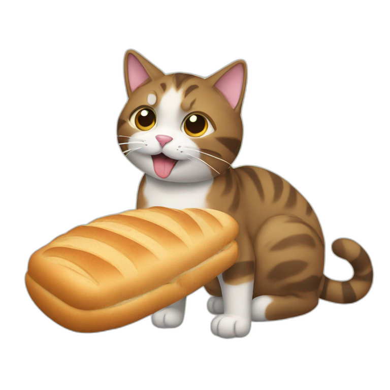 A cat eating a bread emoji