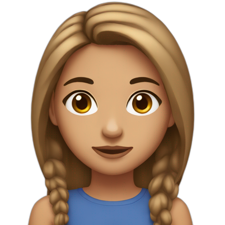 Girl with tan skin, mid length brown hair, bigish nose, long lashes and sorta eye bags emoji