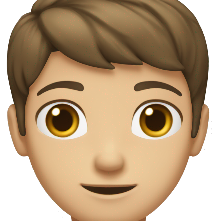 light brunette boy, brown hair and eyes, short hair to the side, black shirt with LDC EXPRESS written on it emoji