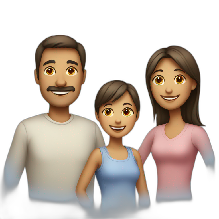 Happy family of father, mother, teenager and daughter emoji