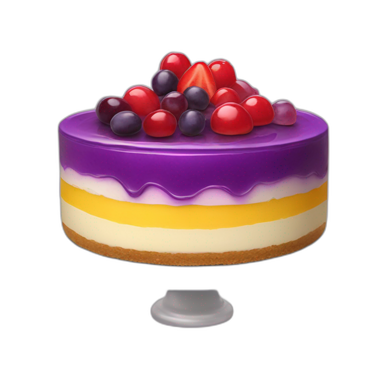 No bake cheesecake with 3 colored jams red purple and yellow art emoji