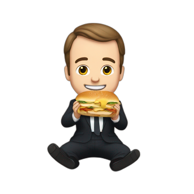 Macron eating a cat sandwich emoji