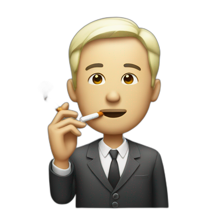 Men smoking cigarette with smoke emoji