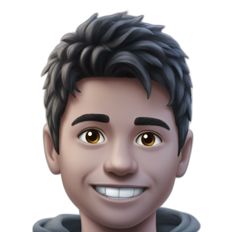 smiling black-haired boy portrait emoji