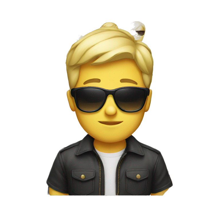 A boy with blond hair and sunglasses  emoji