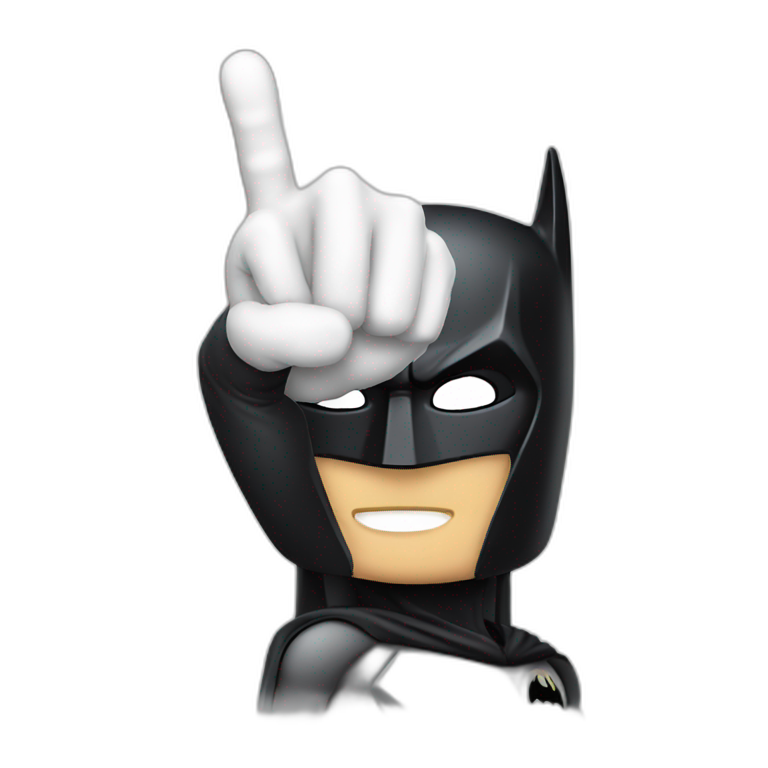 batman showing finger next to idex finger emoji