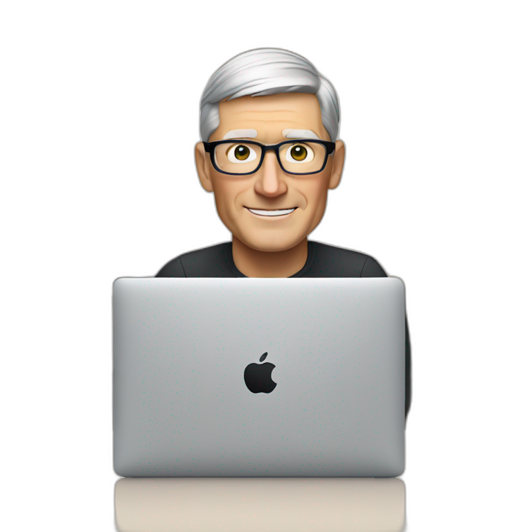 tim cook with macbook pro on desk emoji