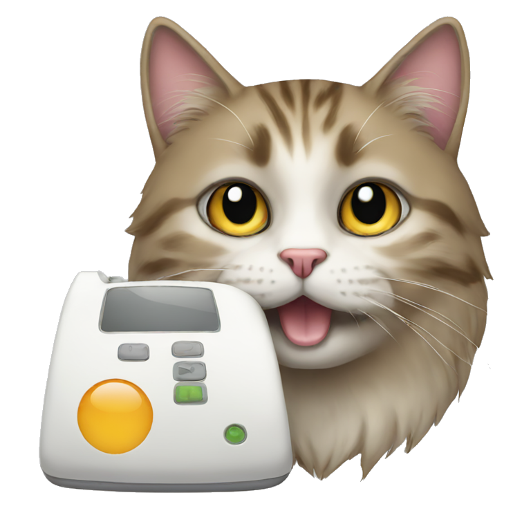 a phone with a cat emoji