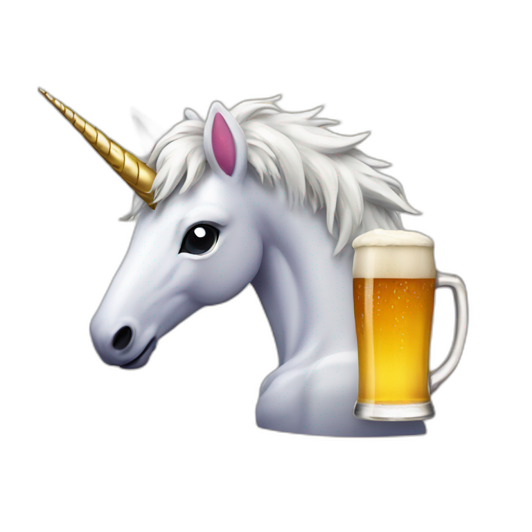 A unicorn beer emoji