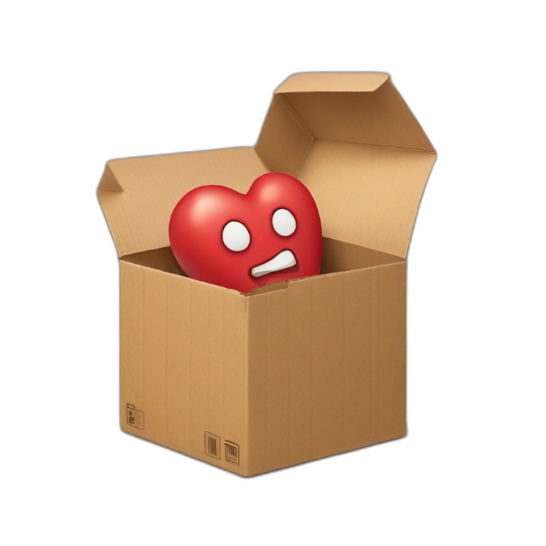 Real heart in a cardboard box emoji