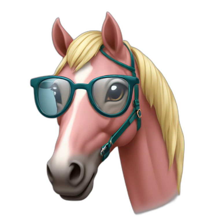 Cheval rose avec lunette emoji
