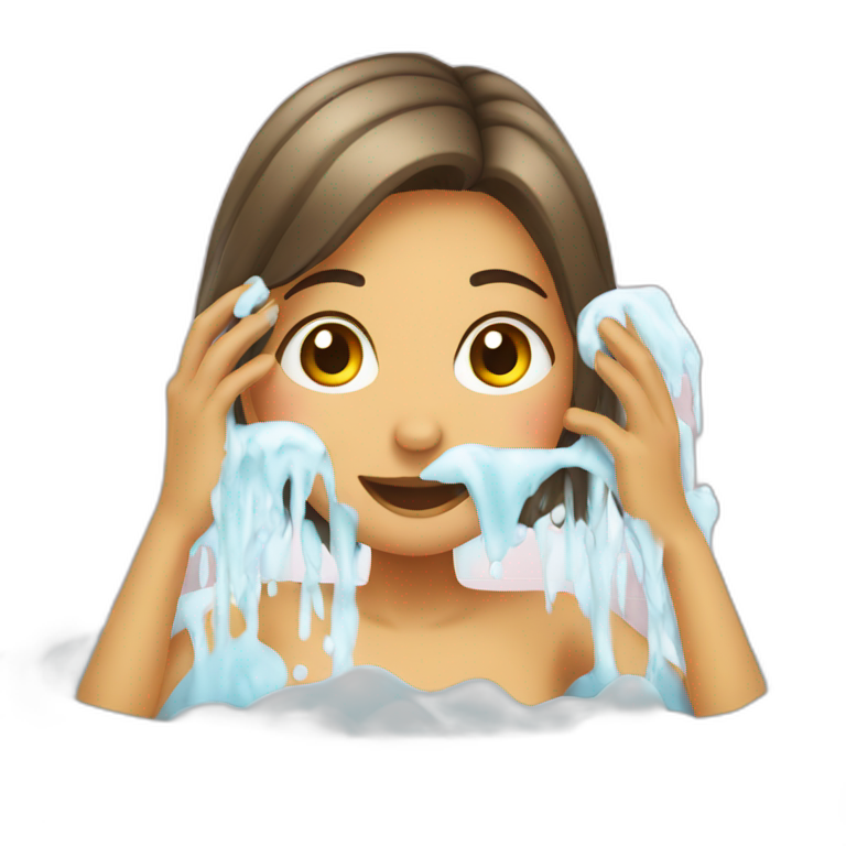 girl washes her face emoji