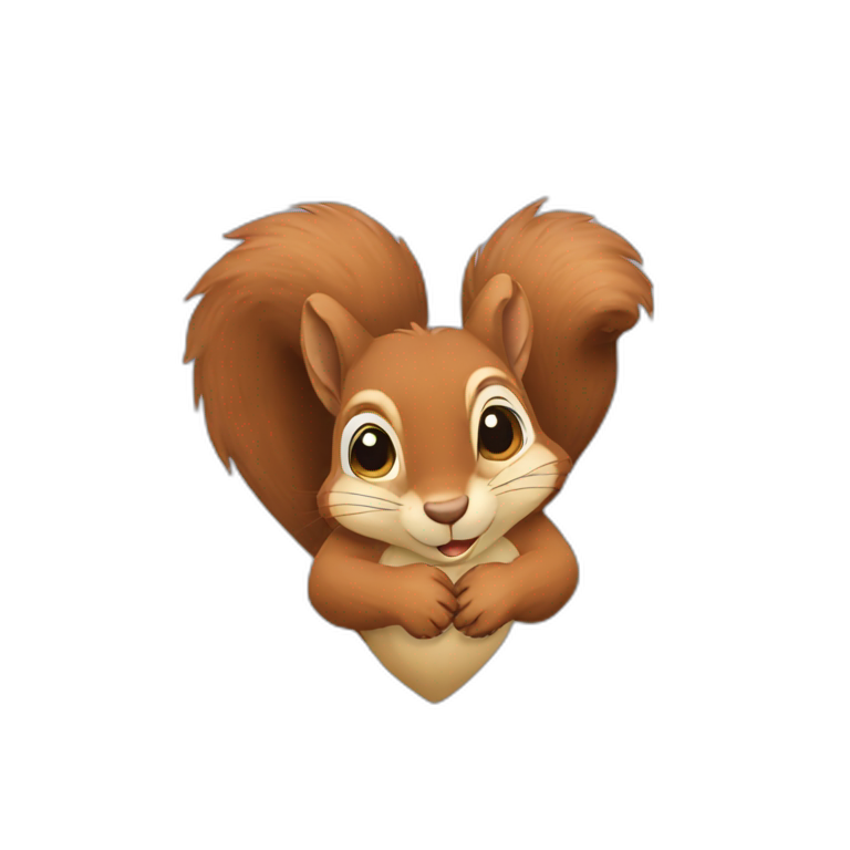 the squirrel folded its paws in the shape of a heart emoji