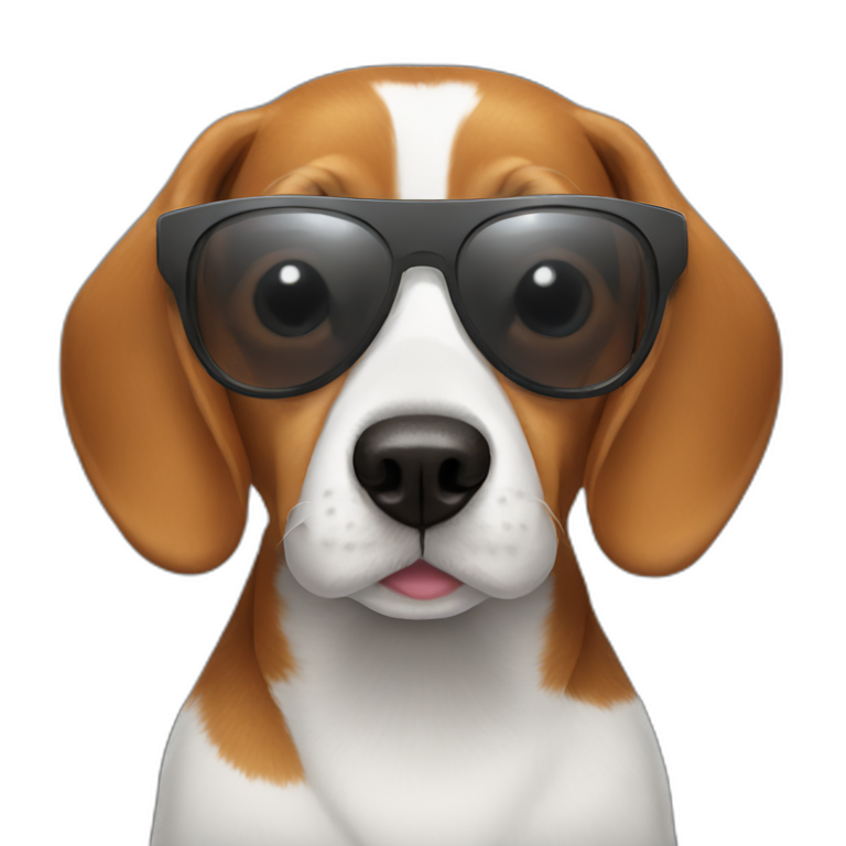 Ginger fur beagle smiling wearing sunglasses emoji