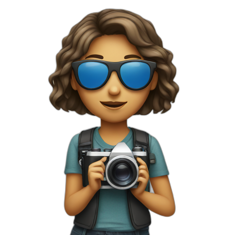 Girl with sunglasses and camera emoji