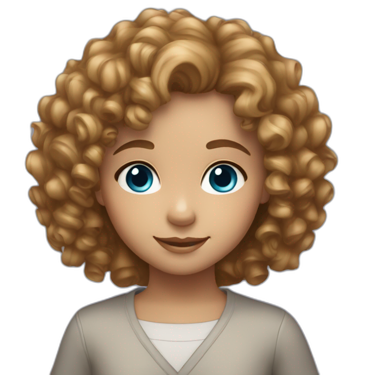 curly hair 7 year old girl blue eyes light brown hair emoji