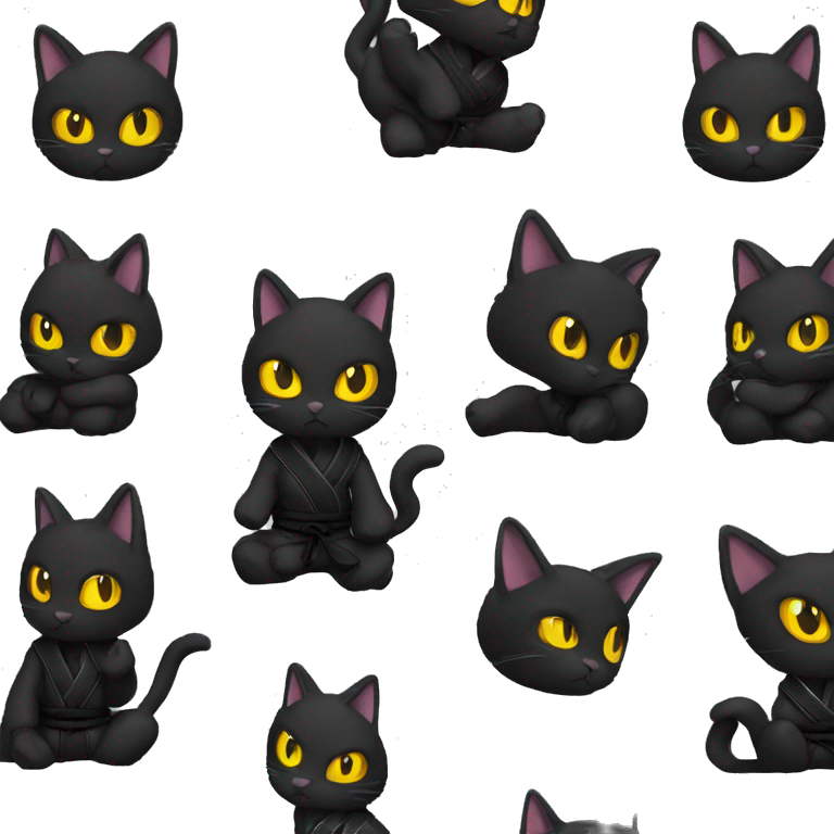 Serious Black cat Black belt jiu-jitsu  emoji