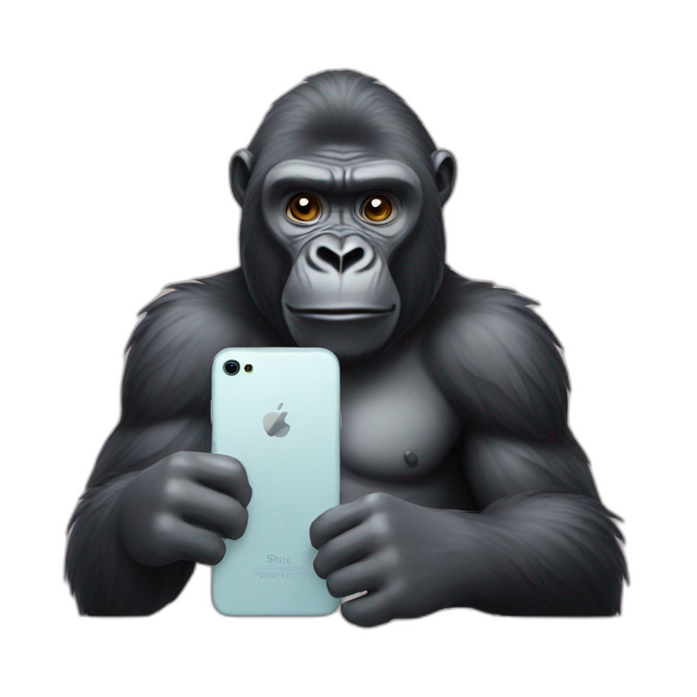 Gorilla using Android phone emoji