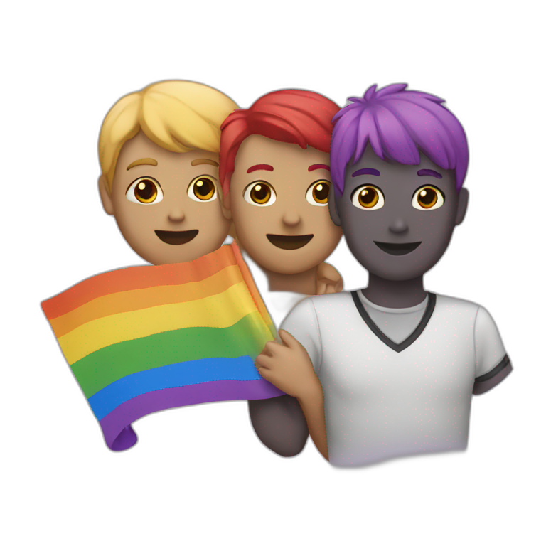 three friends pride flag emoji