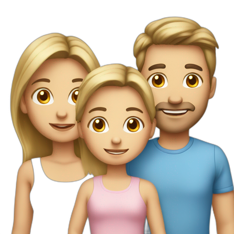 Caucasian family three kids emoji