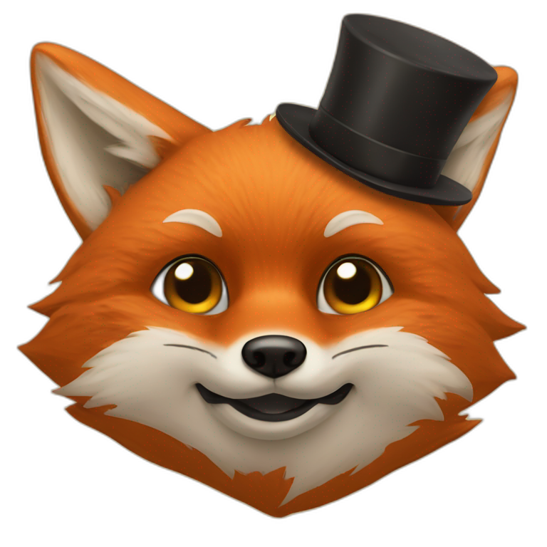 fox with hat and with big black human moustache emoji