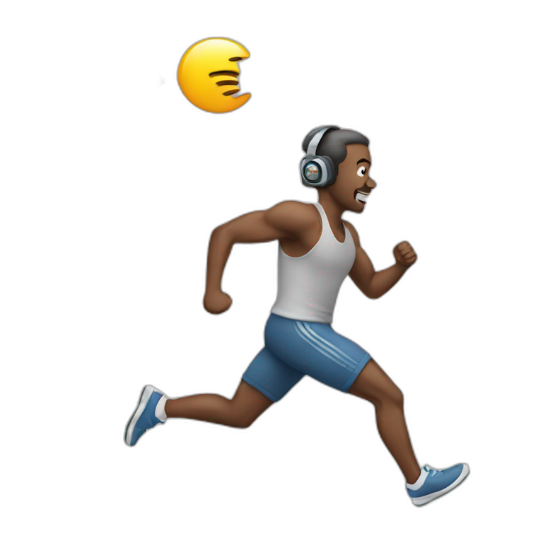 guy running with radio emoji