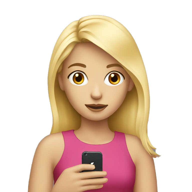 Blond girl with her iPhone  emoji