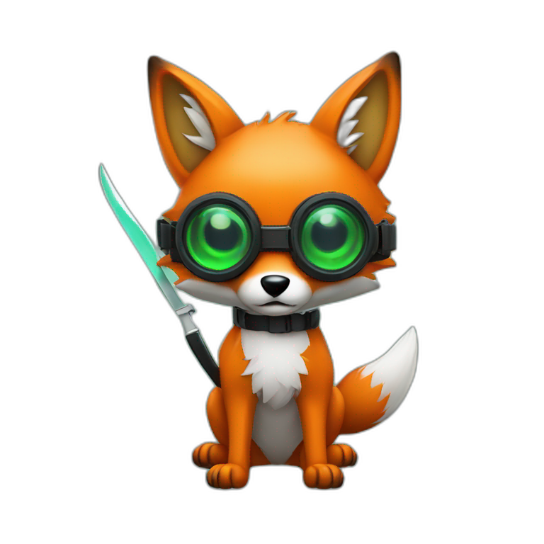 fox with a knife and night vision goggles emoji