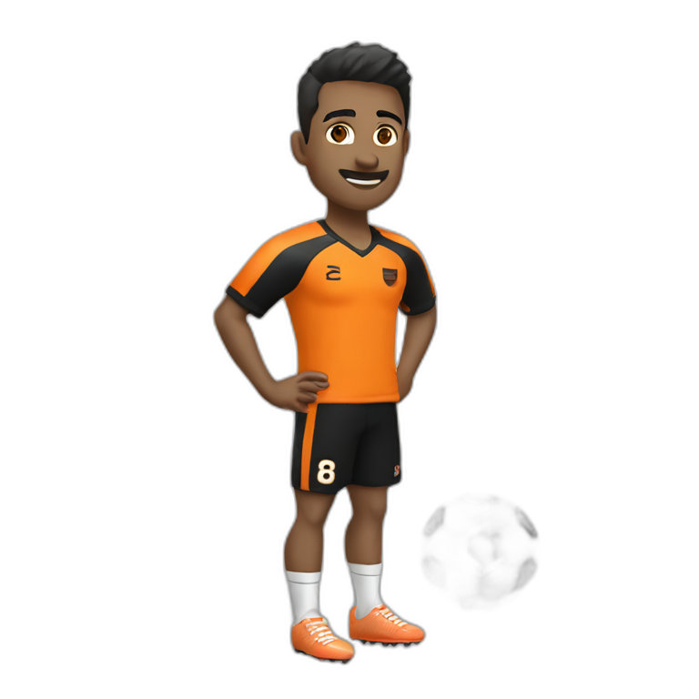loup footballeur en orange et noir emoji