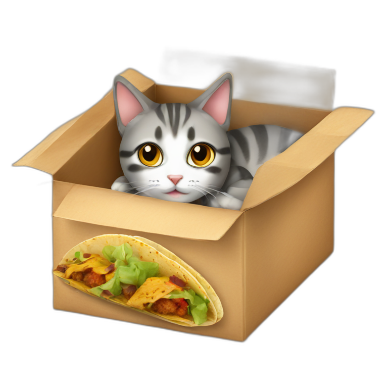 Cat and tacos inside box emoji