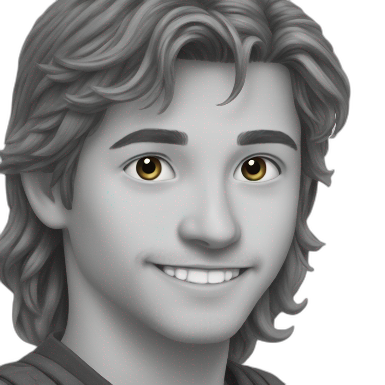 smiling long-haired boy portrait emoji