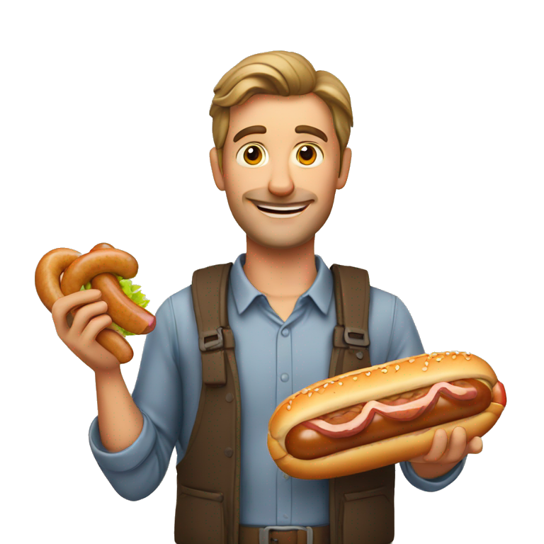 german man holding a bratwurst emoji